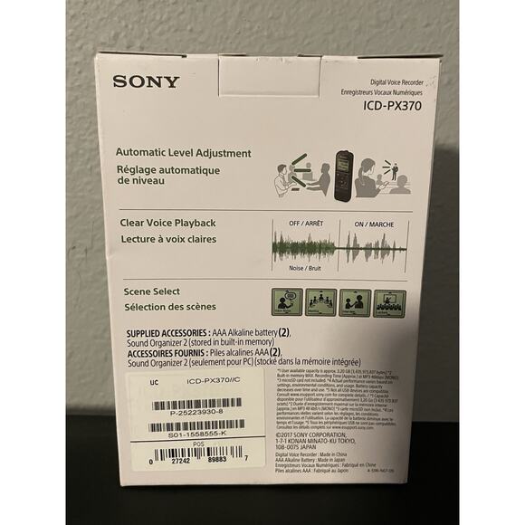 Sony ICD-PX370 Mono Digital Voice Recorder Built-In USB 59 hours Voice Recorder - Picture 3 of 6